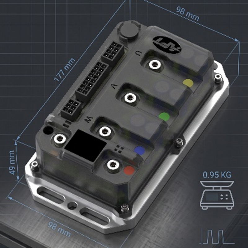 Controlador de motor APT W72400 72V 15KW pico PMSM y BLDC con FOC, Bluetooth, CANBUS